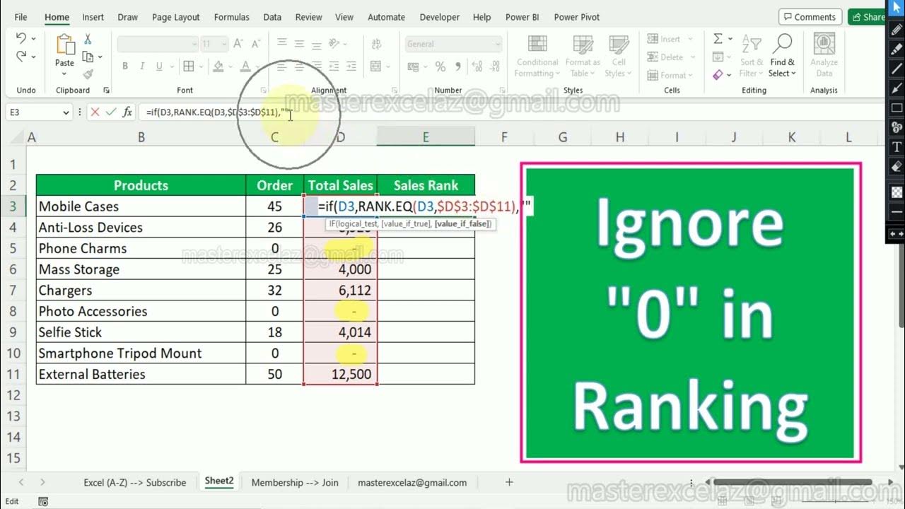 Ignore zero and blank in ranking MS excel Tips and Tricks YouTube