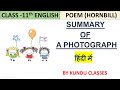 SUMMARY OF A PHOTOGRAPH CLASS 11 | A PHOTOGRAPH IN HINDI