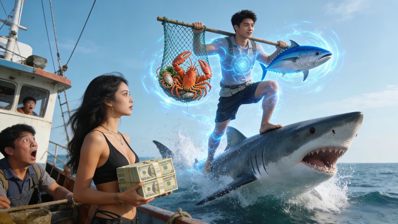 【新剧首发】廢柴小夥海邊釣魚被鯊魚咬了一口，竟能和鯊魚綁定，指哪遊哪，那海裡的海鮮不隨便挑？直接賺翻天！
