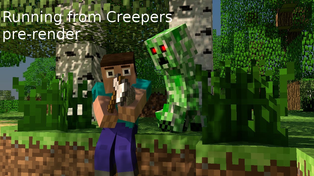 Minecraft Running from Creepers music video pre-render - YouTube