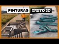 Pinturas com efeito 3d  iluso de tica  feito na rua feitas por um grafiteiro