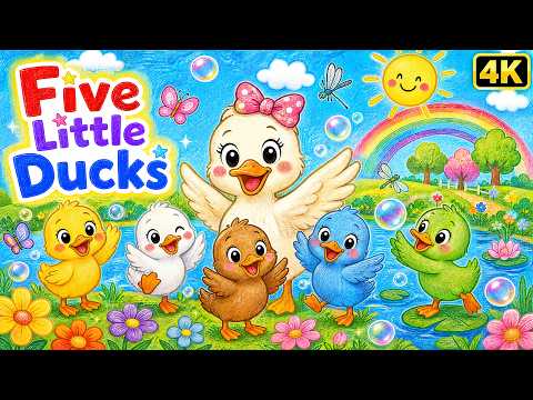 🌈 Five Little Ducks 🦆 | Learn Colors with Adorable Ducklings 🌈 | Fun Nursery Rhymes for Kids