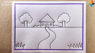 Best Easy Scenery Drawing || Easy pencil Drawing Technique