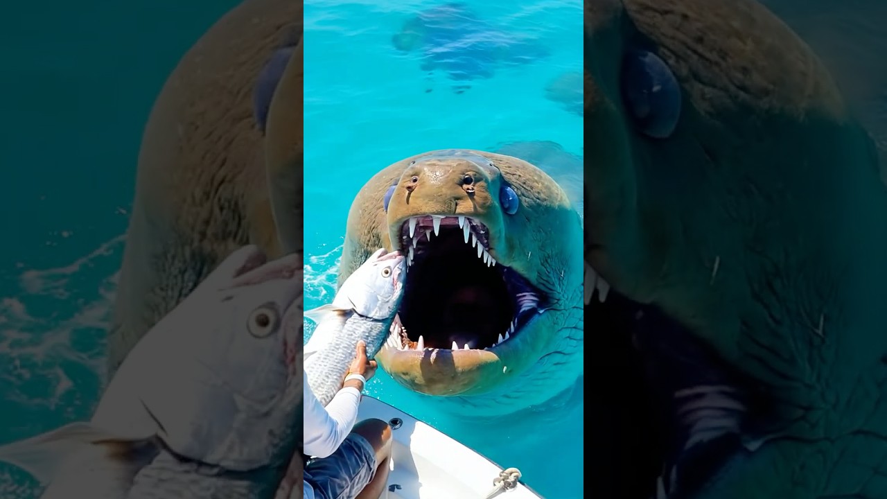 Feeding a Giant Moray Eel in the Wild! 🐍🦑 