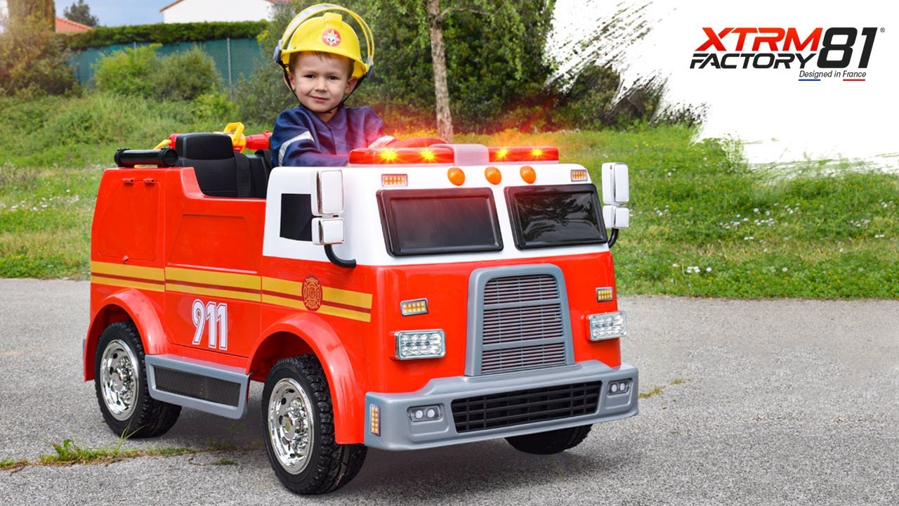 Jouet Camion de pompier électrique pour enfant avec lance à eau et pneu  souple, MINI CAMION POMPIER US avec pistolet à eau et pneu souple 710165