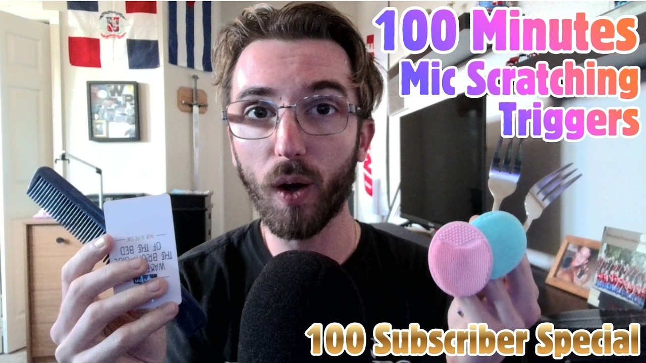 100 Minutes Of ASMR For 100 Subscribers!!! Mic Scratching Triggers For Sleep 😴