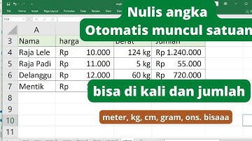 Cara Membuat Satuan di Excel - kg m cm dan banyak lagi