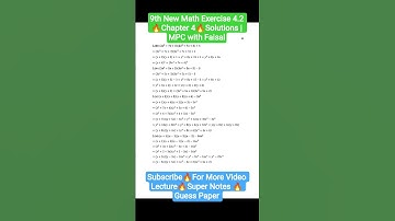 Class 9th Math New Book Exercise 4.2 🔥 Chapter 4 🔥 Solutions | MPC with Faisal