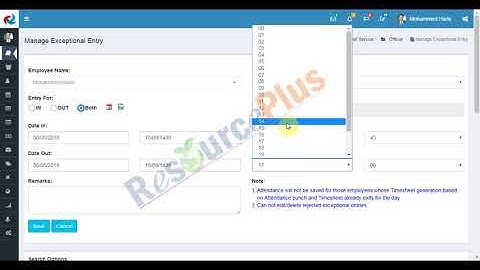 Manage Exceptional Entry  in ResourcePlus HRMS application?
