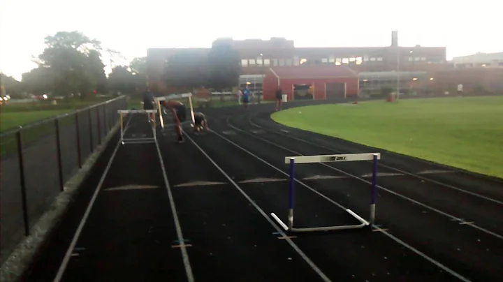 Charlene Horton practicing hurdles