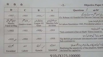 Solved Mcqs 9th class pak study fsd board (group 2) 2023