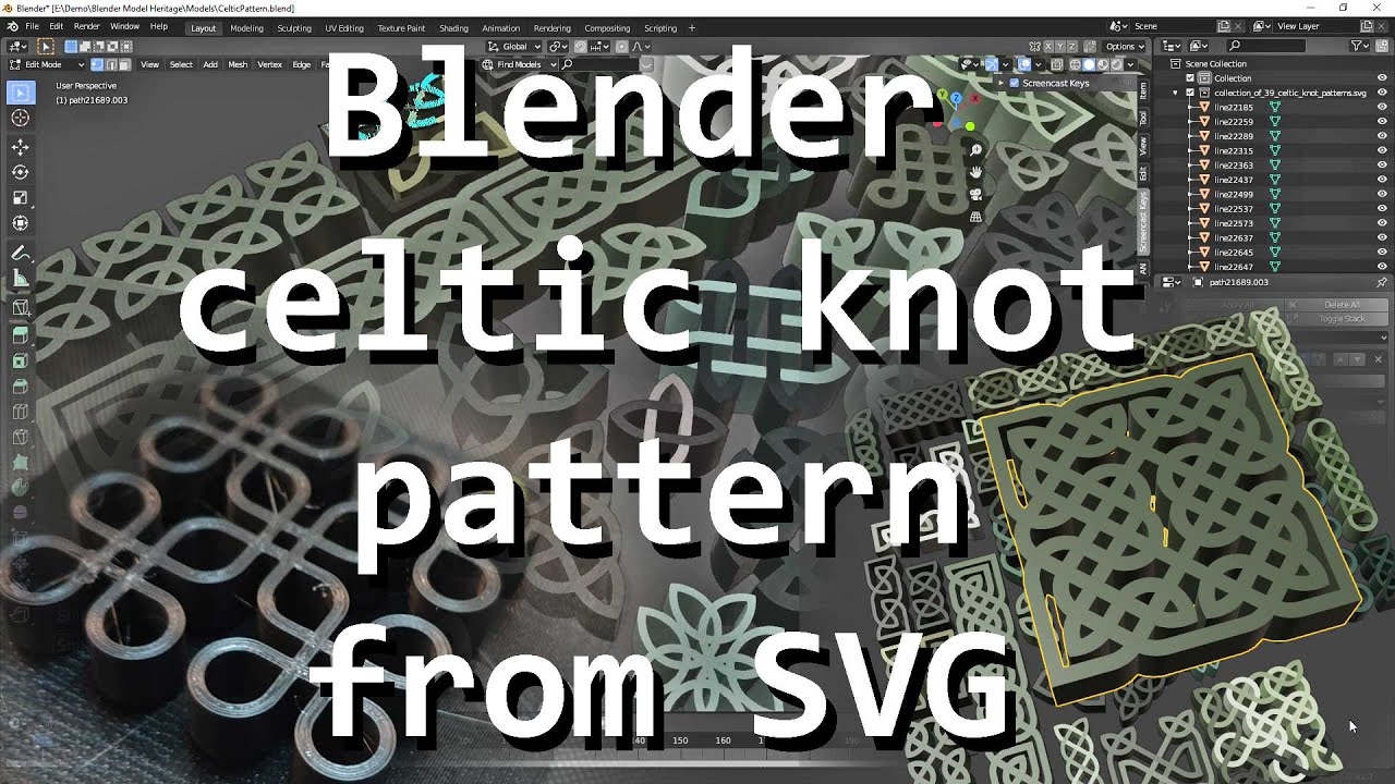 Download Blender 2 8x Celtic Knot Pattern From More Complex Svg Image File To 3d Printing Youtube