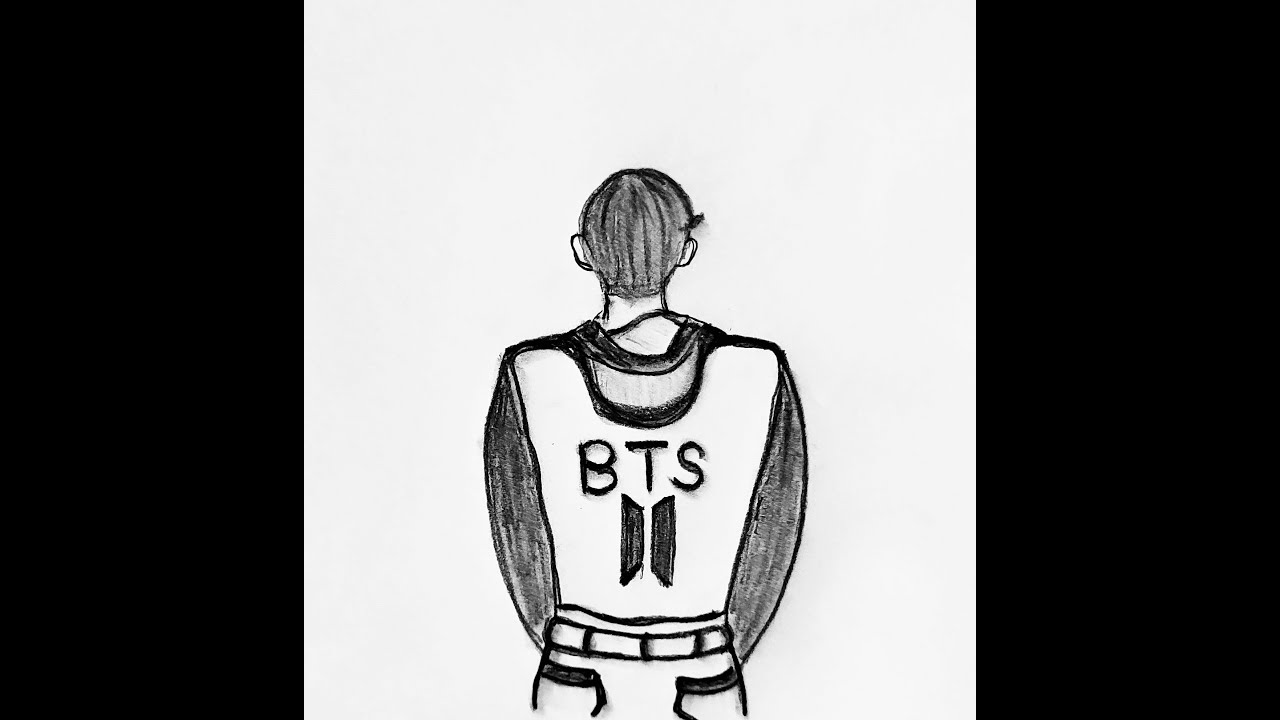 How to draw a man in BTS clothes from behind / Drawing a man in BTS clothes