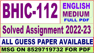 bhic 112 solved assignment 2022-23 / bhic 112 solved assignment in English / ignou ba history