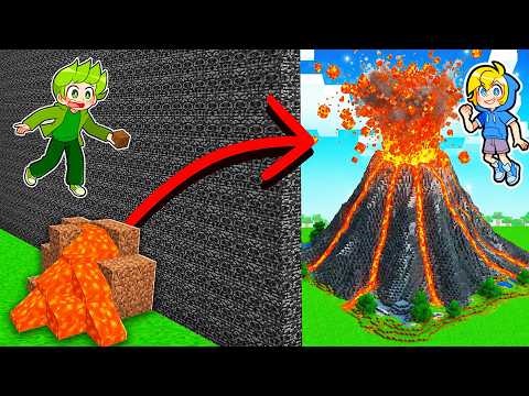 10 Second vs 1 HOUR Giant Volcano in Minecraft!