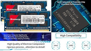 KUESUNY 16GB Kit (8GBX2) DDR3L-1600 Sodimm RAM, PC3L-12800/PC3L-12800s Memory 204 Pin