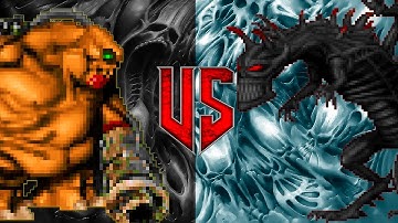 Mancubus (Fatso) vs Korax - Doom vs Hexen: Monster Infighting - retro boss big battles