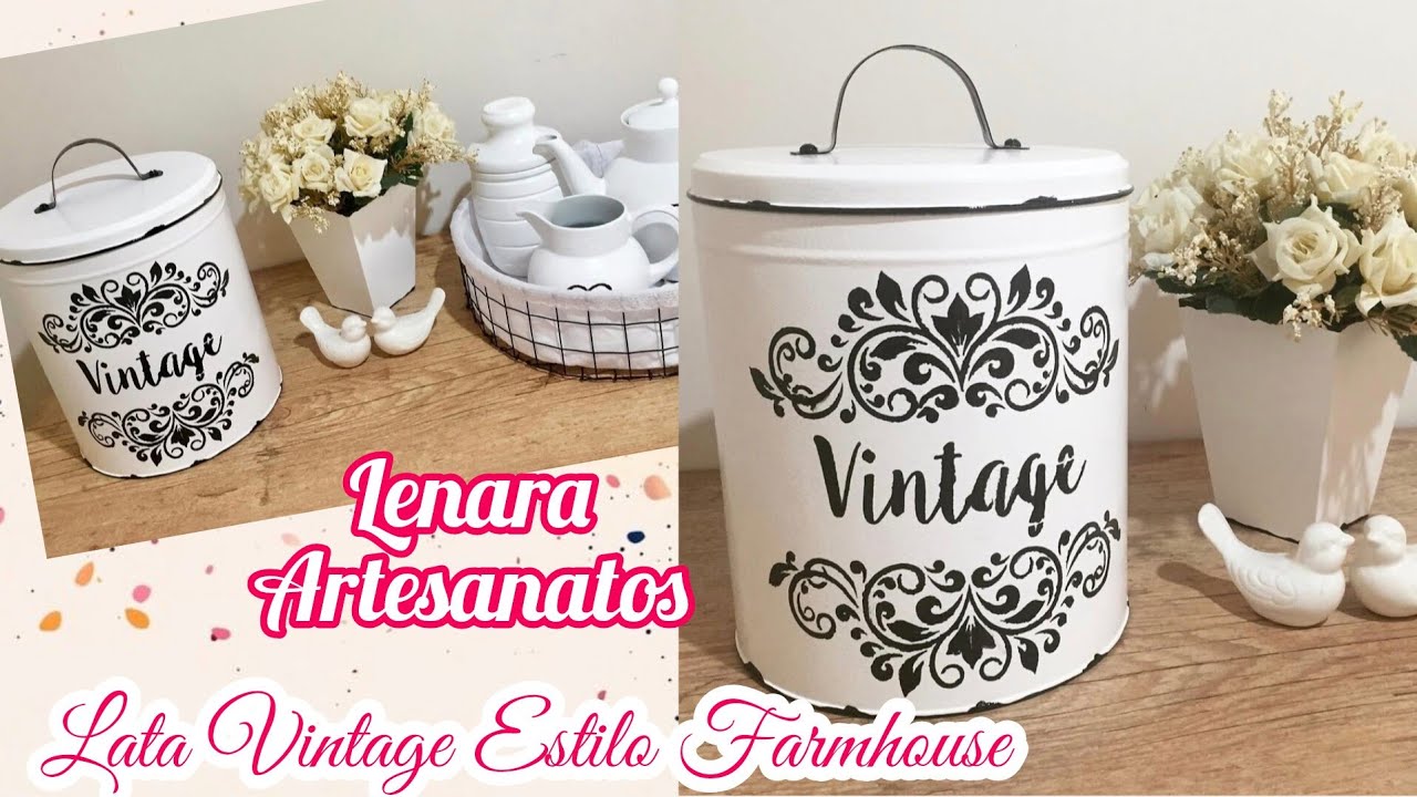 Faça você mesmo lata decorada Estilo Farmhouse simples e fácil de fazer 