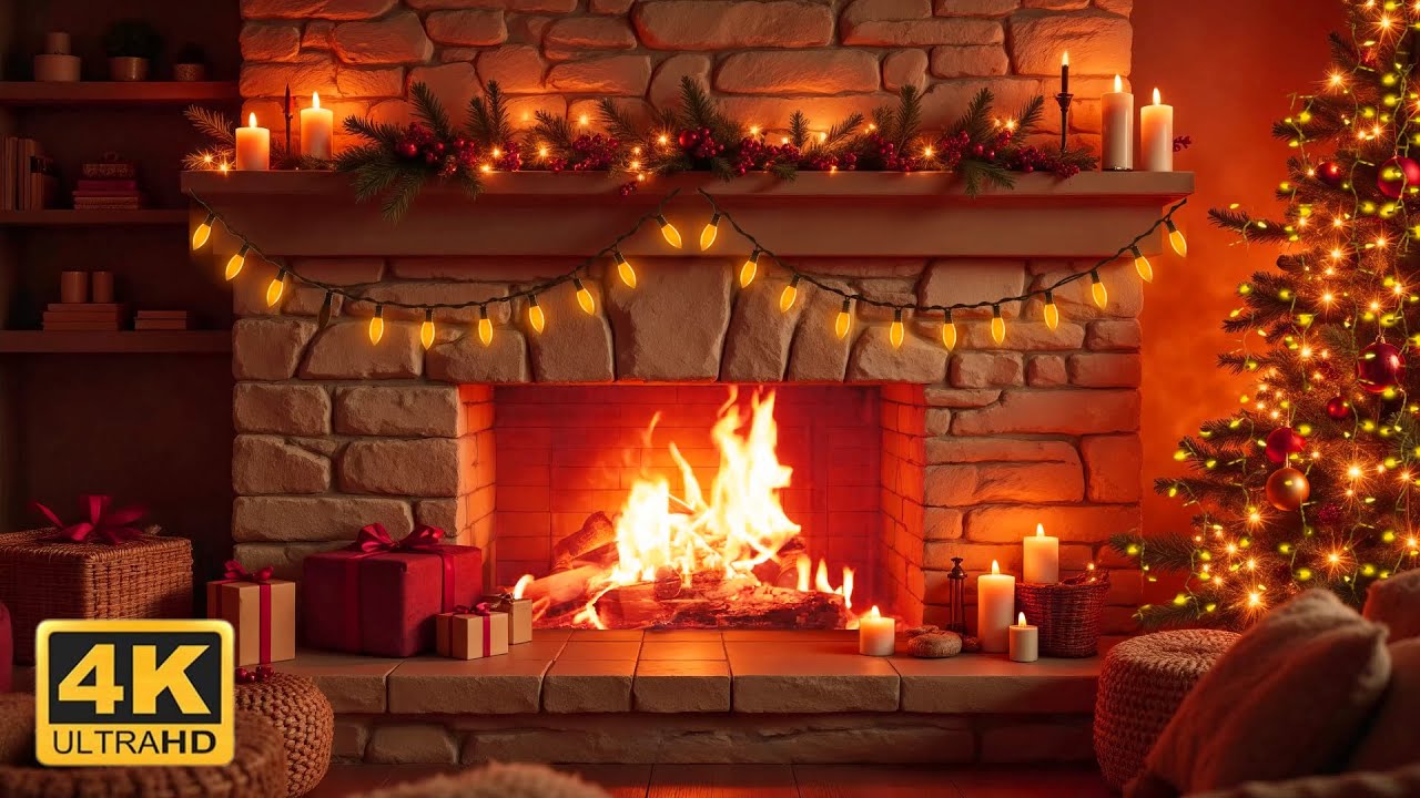 Cozy Christmas Fireplace 🎄🎁 Relaxing Piano Music🔥 Warm Holiday Ambience for Sleep and Relaxation
