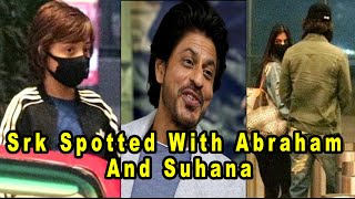 Bollywood s Baadshah Superstar Shahrukh Khan Spotted with Suhana And Abraham At Mumbai Airport