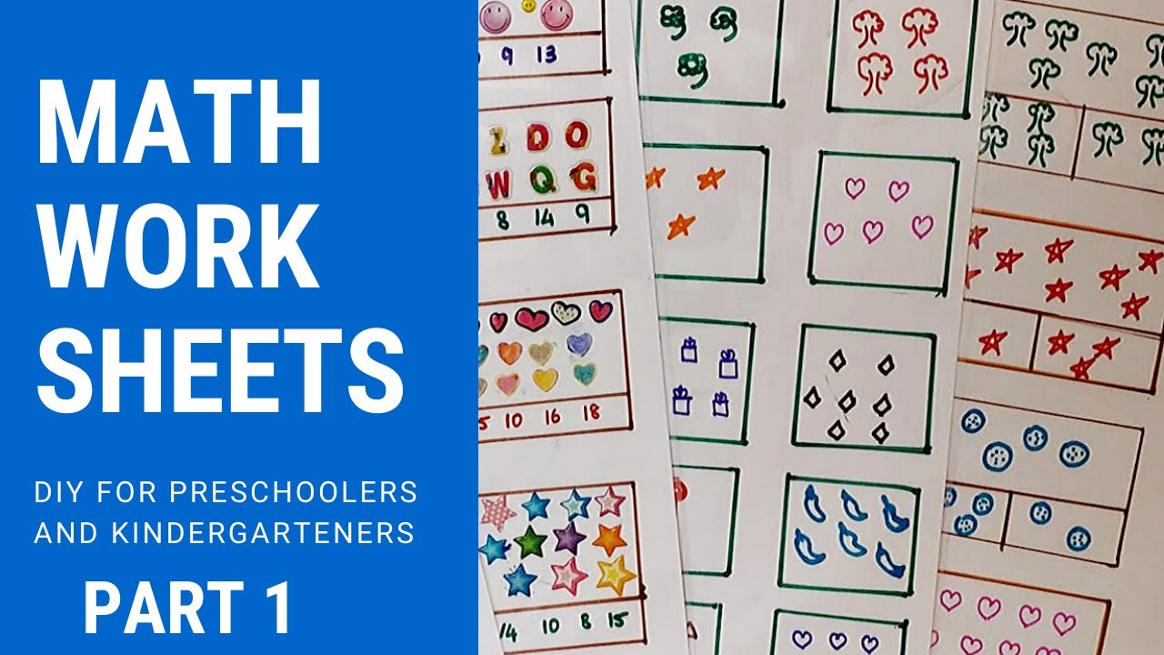 DIY (Reusable & Easy to Make): Math Worksheets on Counting for Preschoolers  & Kindergartens (Part 1)