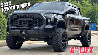 ** 2022 Toyota Tundra ** LIFTED 6” on 24x12 4Play wheels & 35” Fury tires Black On Black Toyota Tundra
