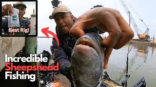 GIANT SHEEPSHEAD FISHING with OYSTERS from a JON BOAT w LIVESCOPE in Charleston South Carolina