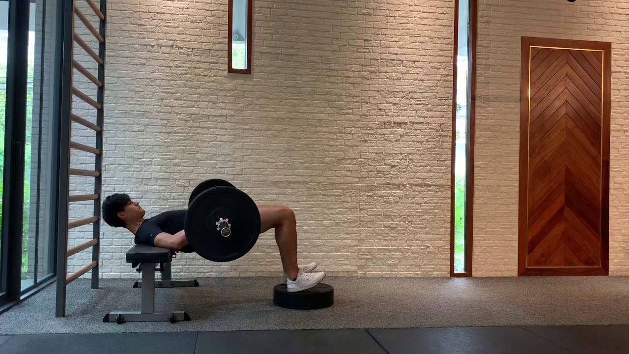 Barbell hip thrust, feet elevated Barbell YouTube