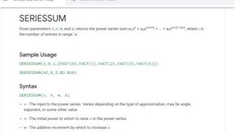 SERIESSUM and LOGEST for Exponential Decay Model of a Taylor Series Expansion