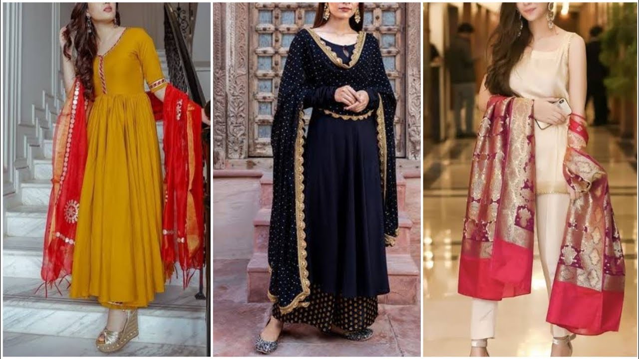 32 Latest Plain Suit Designs For 2022  To Look Fashionable/Plain Suit With Heavy Dupatta Designs.