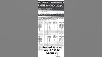 revised Answer key of OSSSC Group C