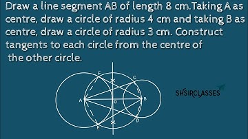 Draw a line segment AB of length 8cm.Taking A as centre, draw a circle of radius 4cm.shsirclasses.