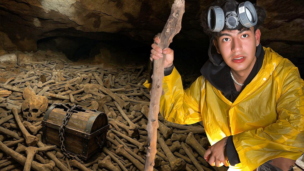 ENCONTRAMOS un COFRE Encadenado en una CUEVA llena de HUESOS HUMANOS