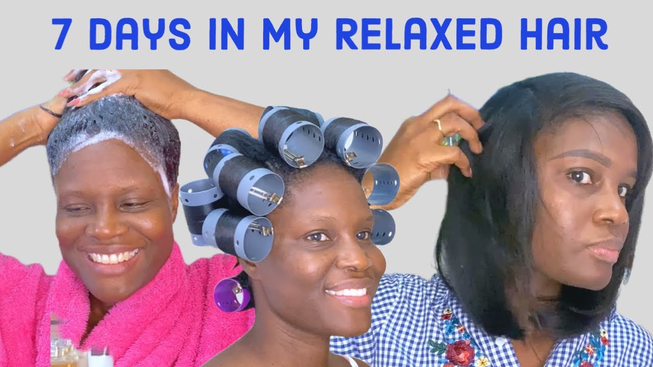 One week in my relaxed hair routine (detailed) - YouTube