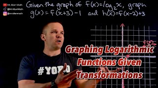 Graphing Logarithmic Functions given Transformations and the Graph of the Parent Function