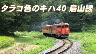 懐かしいキハ40、(通称)タラコ色2両編成　JR烏山線