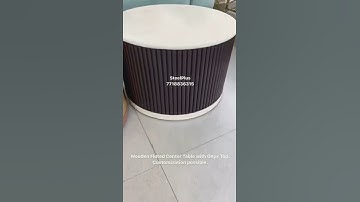 SteelPlus | Wooden Fluted Center Table with Onyx Top | Customisation Possible | 7718836315