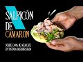 Sorprende a tus amigos con este Salpicón de Camarón sobre una cama de aguacate en una tostada.