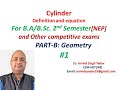 Cylinder | Definition and equation | B.Sc. 2nd semester NEP | Geometry | #01