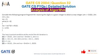 GATE CS 2004 | Question 32 | GATE CS PYQs | GATE CS Solutions | Analysis of Algorithms