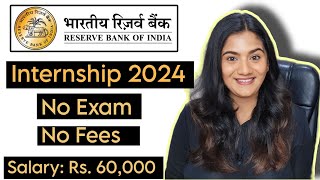 RBI Summer INTERNSHIP 2024 🔥 | Reserve Bank of India Vacancies for Fresher Graduates &amp; Post Graduate