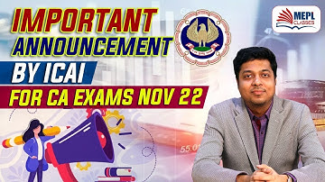 Important Announcement By ICAI For CA Exams Nov 22 | Mohit Agarwal