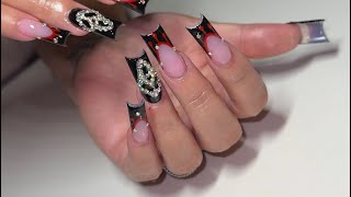 Halloween Inspo Acrylic nails 🩸drip black Frenchtips 🖤