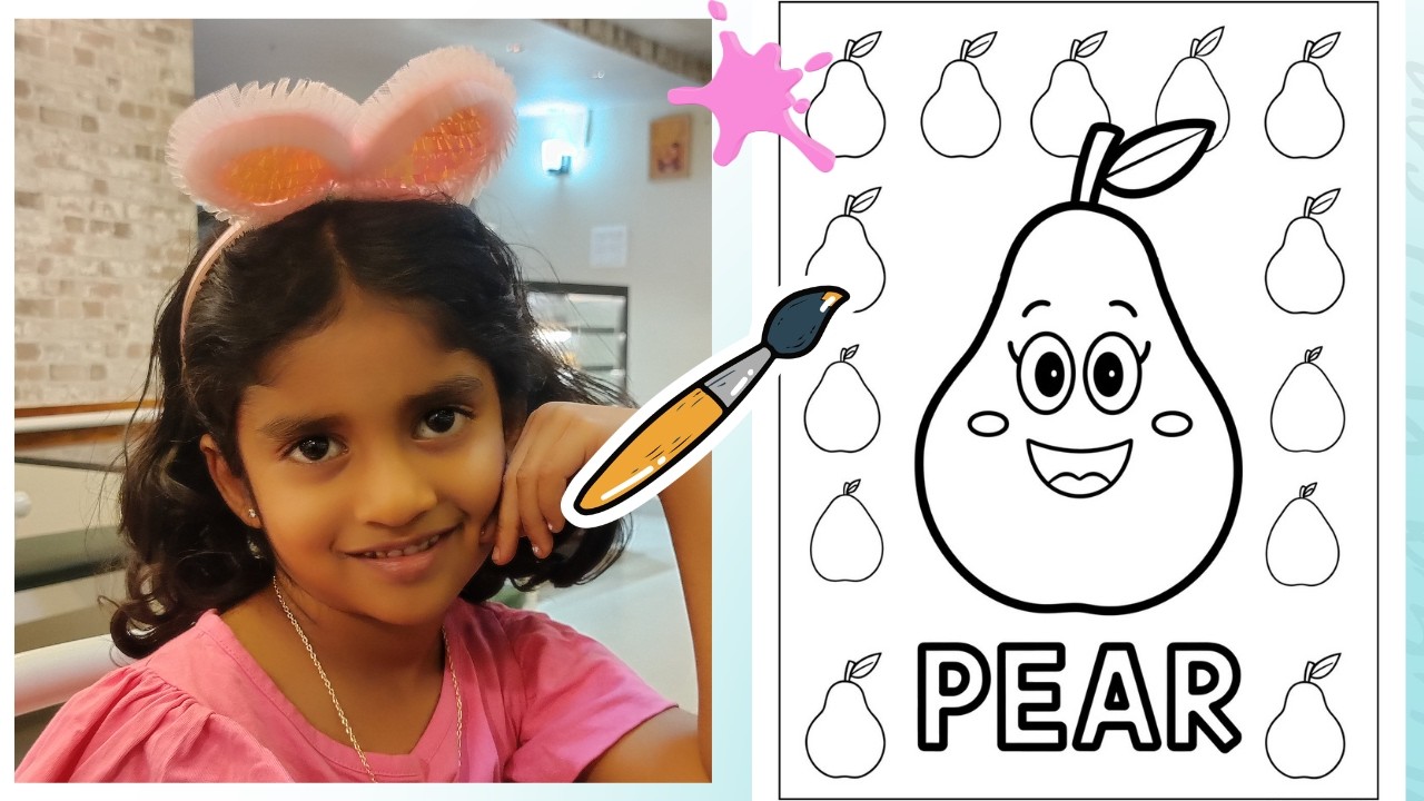 Amaira is Coloring a Cute Pear | Coloring a Pear for Kids | Learn Fruits & Colors for Children 🌈🖍️