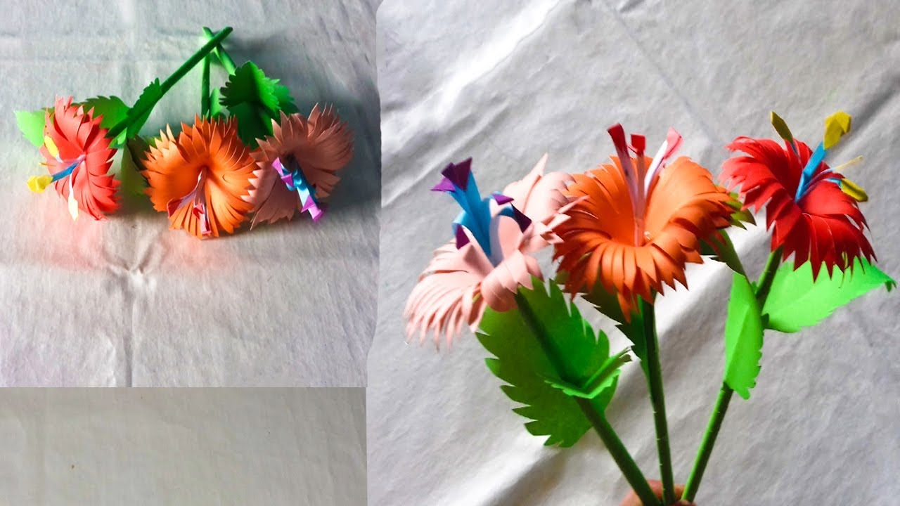 Making Step By Step Stick paper flower||DIY Paper Artist#RD# - YouTube