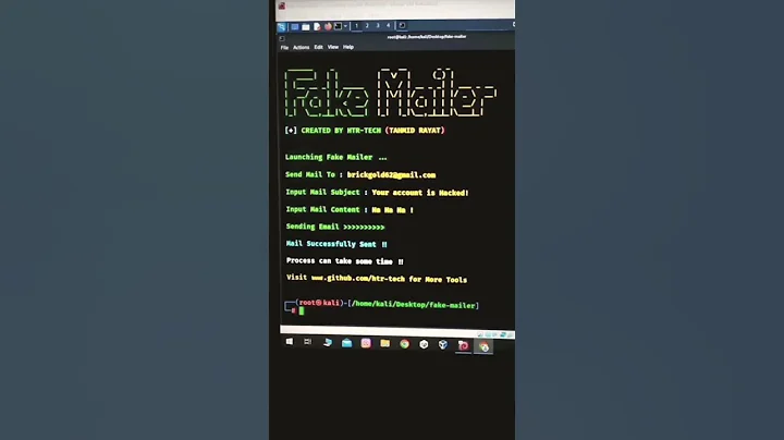 📱🧑‍💻 using Kali Linux|😀 prank for friend|📝 sent mail 💌 #viral #instagram #youtube #follow #shorts