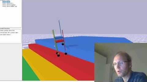 PyBullet: Robot with four wheeled legs climbing stairs + code