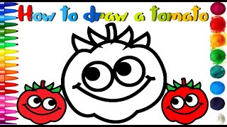 How to draw a tomato EASY & CUTE step by step