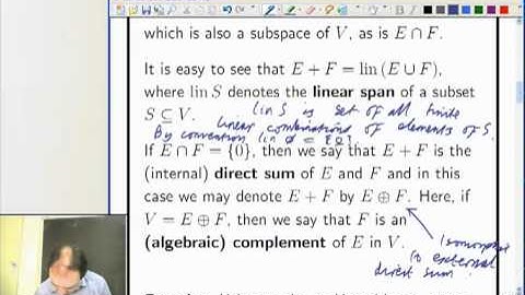 Lecture 19b: Functional Analysis - Sums and Quotients of Vector Spaces
