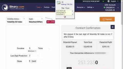 REAL ACCOUNT +$1500 USD Automated Trading Binary.com 2 March 2019